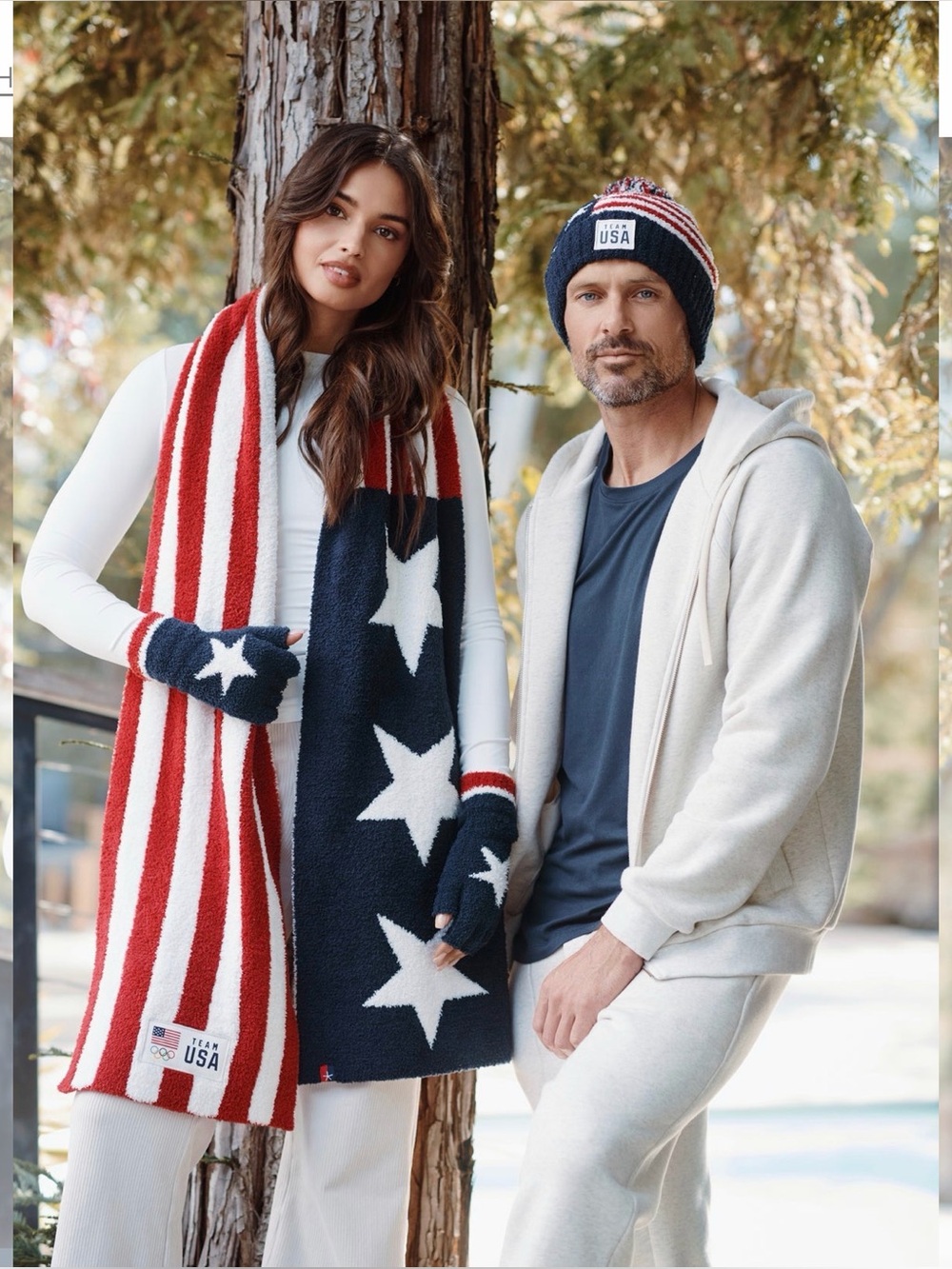 Barefoot Dreams Cozy Chic Team USA NEW Red, White, & Blue Star Stripe Scarf